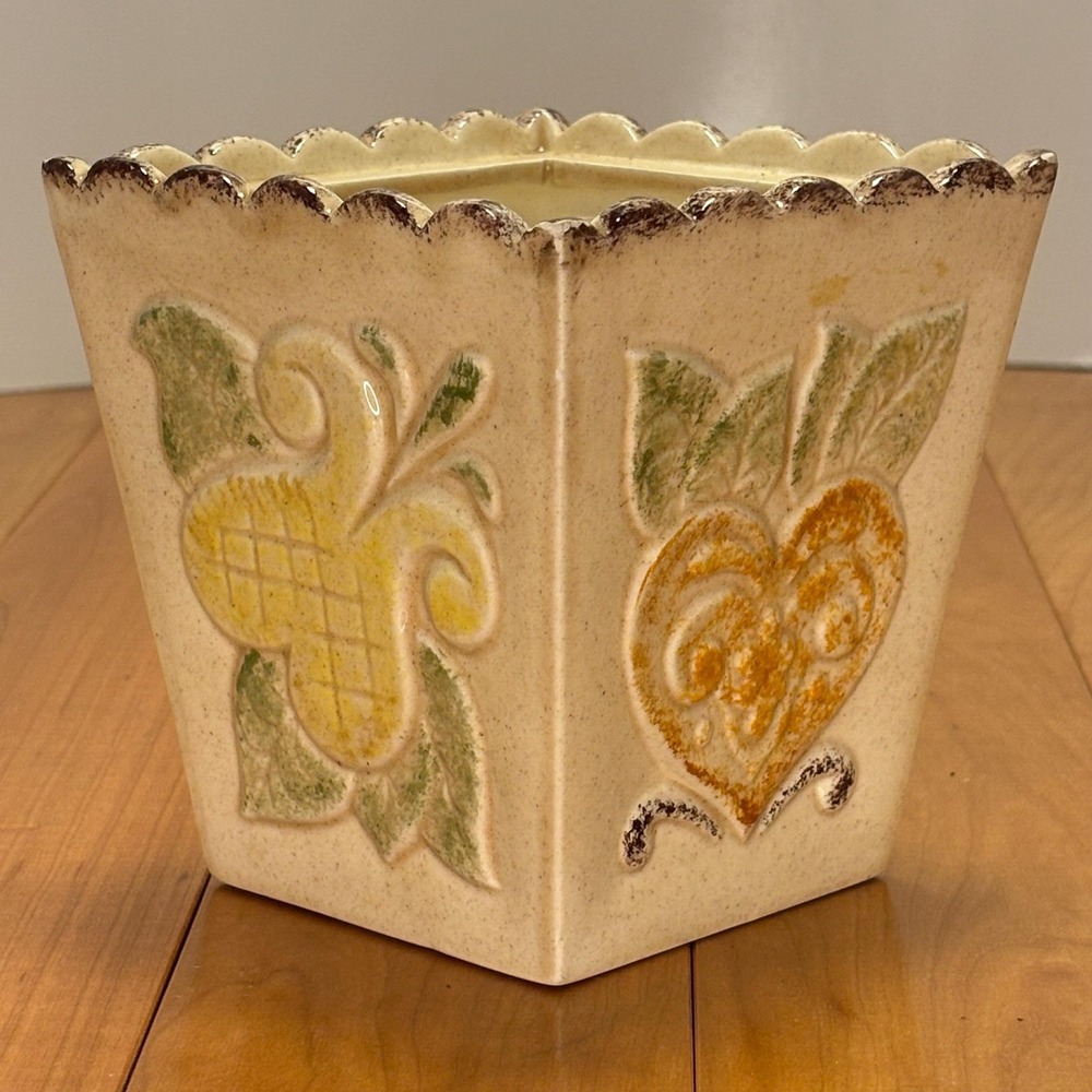 Signed Ceramic Square Planter – Dorothy Hickman – Handcrafted Pottery Flower Pot